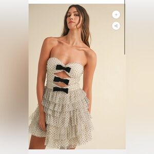 Mable Adrianna Tulle Bow Mini Dress Size Large
